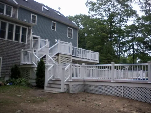 Garvey Construction, Multi-level deck with white railings